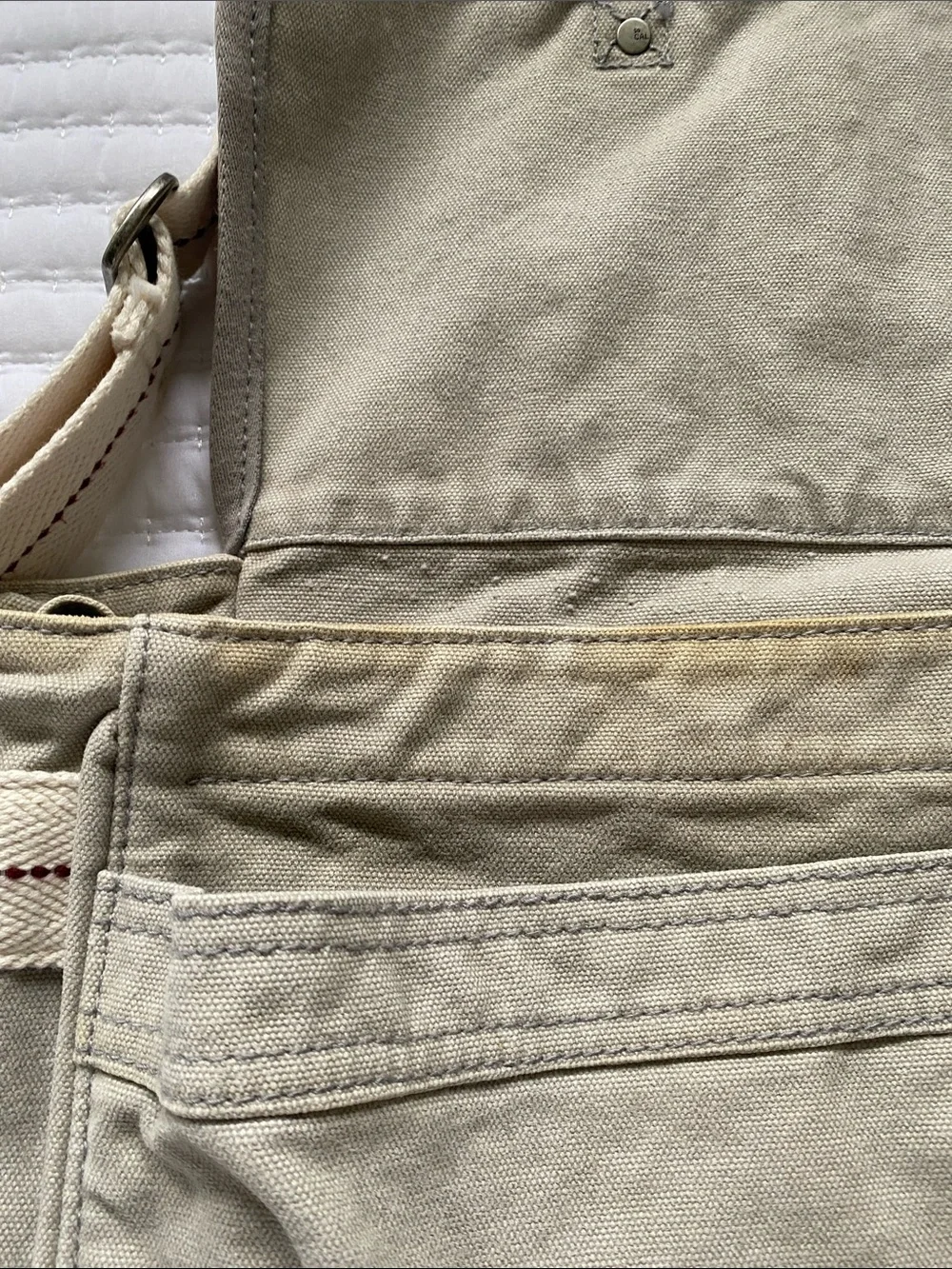 Hollister Vintage YK2 Neutral Grey  Canvas Messenger Bag with Adjustable Strap